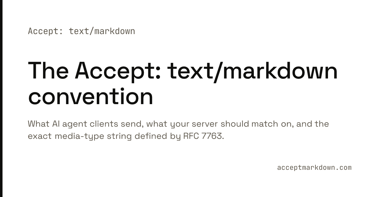 Accept Text The Accept: text/markdown convention — content negotiation guide