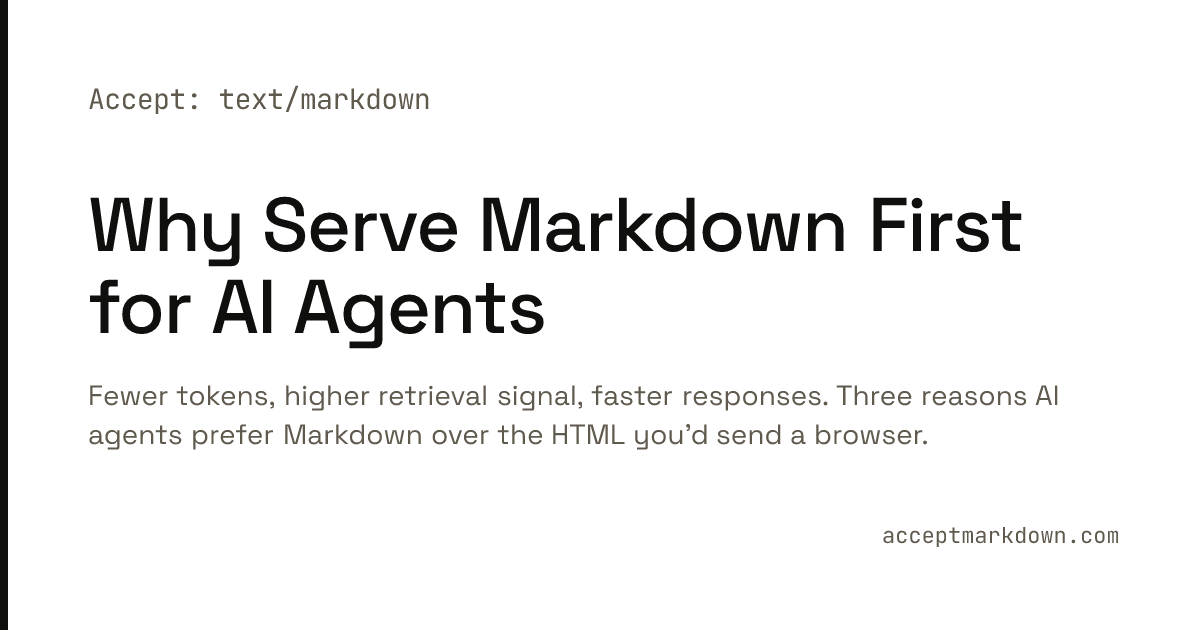 Why Serve Markdown First for AI Agents