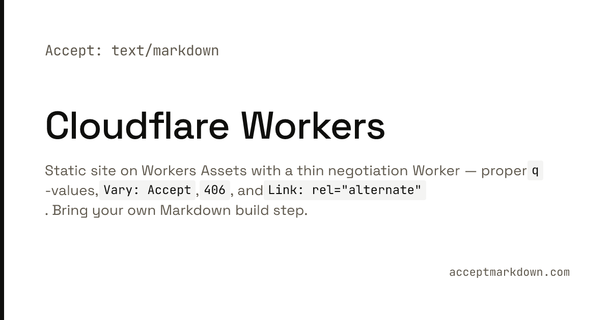 Cloudflare Workers content negotiation recipe for AI agents