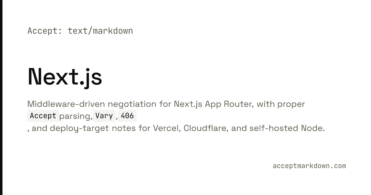 Next.js content negotiation recipe for AI agents
